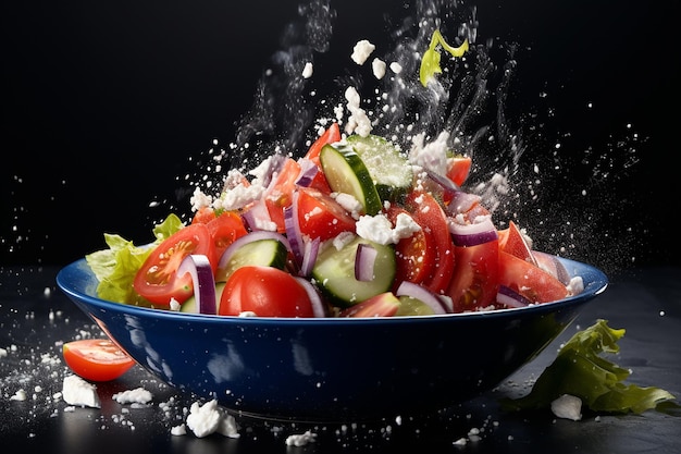 Espetáculo de salada grega Uma festa visual