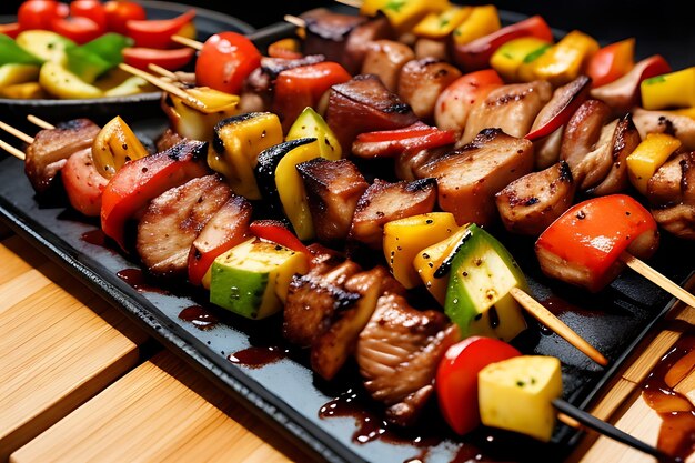 Espetos de churrasco brasileiros escaldantes, fotografia de comida