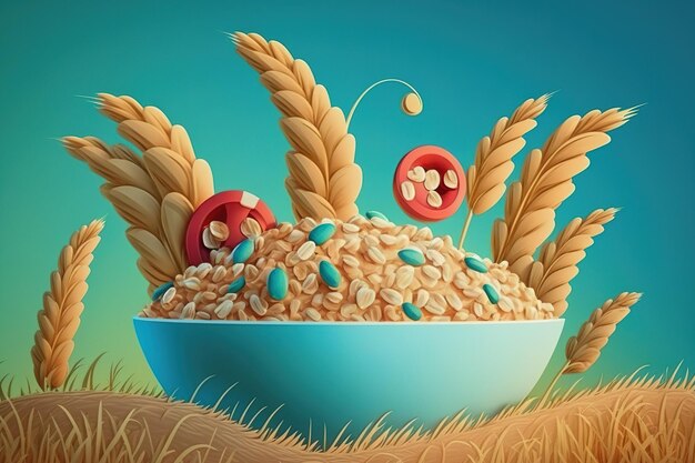 Foto espigas granulosas de cereal en verano