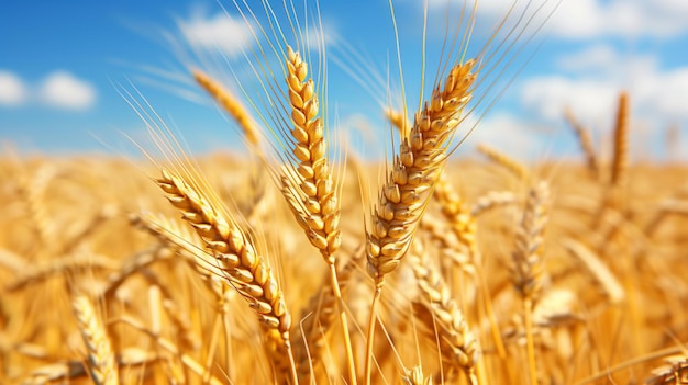 Espigas de trigo en el campo bajo la luz del sol en un día soleado