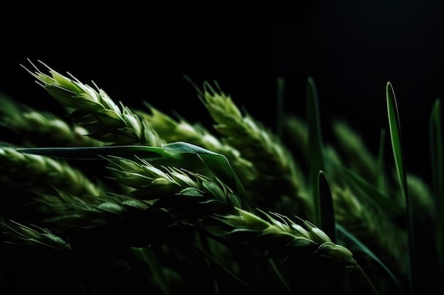 Espigas verdes frescas de trigo AI