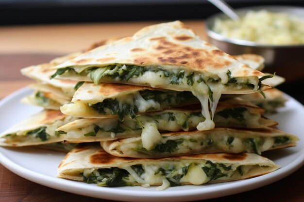 Foto espinha, alcachofra e quesadilla