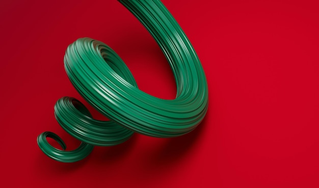 Espiral abstrata verde isolada na ilustração 3d vermelha do Dia Nacional da Independência de Bangladesh