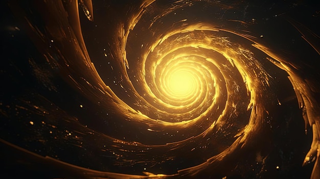 una espiral amarilla giratoria abstracta en fondo negro animaciones fx en el estilo de las estrellas arte g