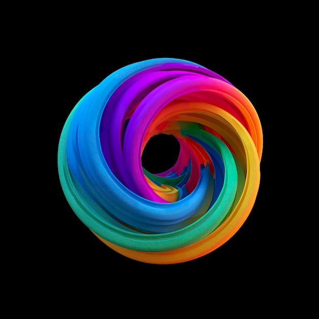 Espiral de arco iris abstracta, formas suaves y redondeadas representadas en perfección enredada generativa de IA