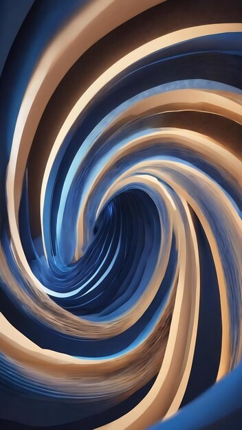 Espiral azul con luz ilustración de renderizado 3D fondo abstracto 3D