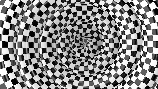 Espiral brilhante preto e branco ilustração abstrata renderização 3d