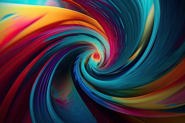 Una espiral de colores con un fondo azul.