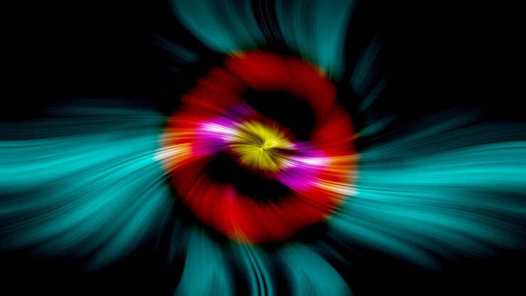 Foto una espiral colorida con un anillo amarillo en el centro.