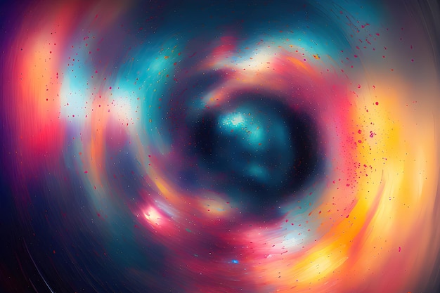 Una espiral colorida con un círculo azul y la palabra 'galaxy' en él