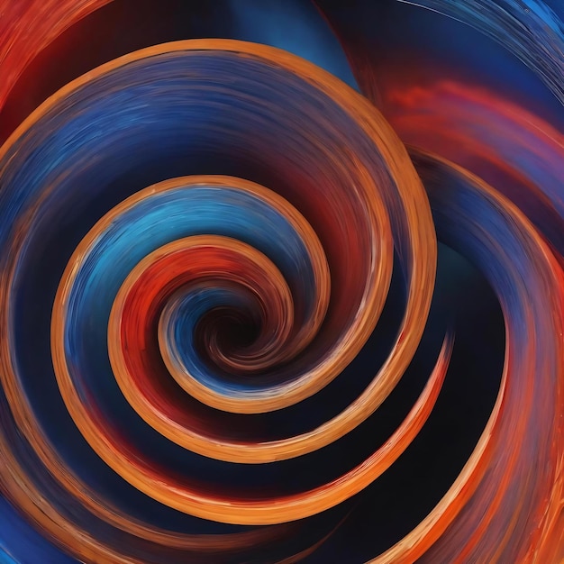 Una espiral colorida se muestra en una espiral roja, azul y naranja