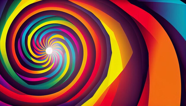 Una espiral colorida con la palabra arcoíris