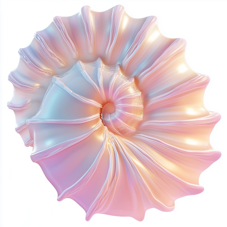 Foto una espiral de conchas marinas iridescentes un hermoso diseño abstracto