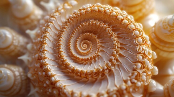 Foto espiral de conchas marinas de primer plano