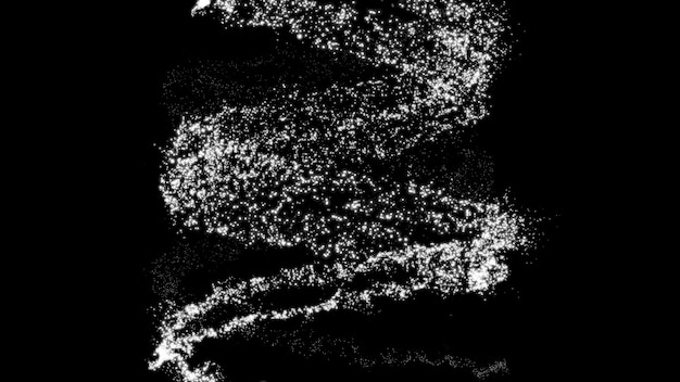 Espiral cósmica de miles de pequeñas partículas sobre fondo negro Fondo festivo abstracto para publicidad de texto Concepto de ciencia navideña de San Valentín Milagro cósmico Representación 3D