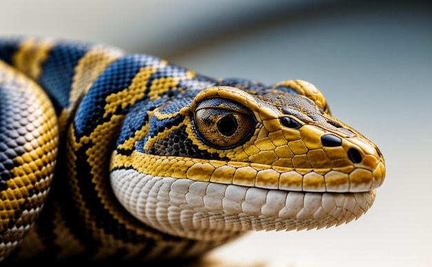 Espiral elegante serpiente amarilla y negra con patrones de diamantes