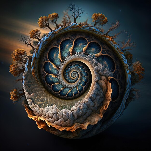 Foto una espiral con una espiral en la parte superior y la palabra espirales en la parte inferior