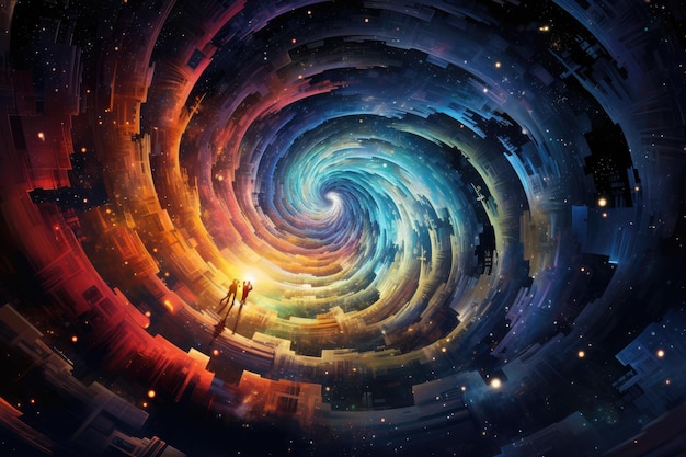 Espiral mágica y colorida con galaxia en el espacio y fondo de pantalla del universo Generative Ai