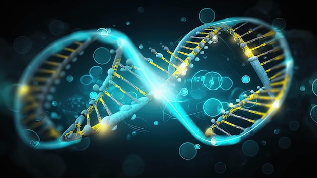 Espiral de moléculas de hélice de ADN Modelo abstracto para antecedentes científicos o médicos