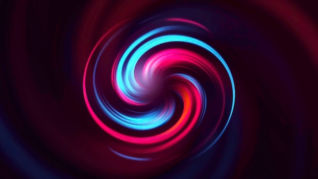 Espiral en movimiento en forma de bola sobre fondo oscuro bola mágica de movimiento con espiral colorida giratoria