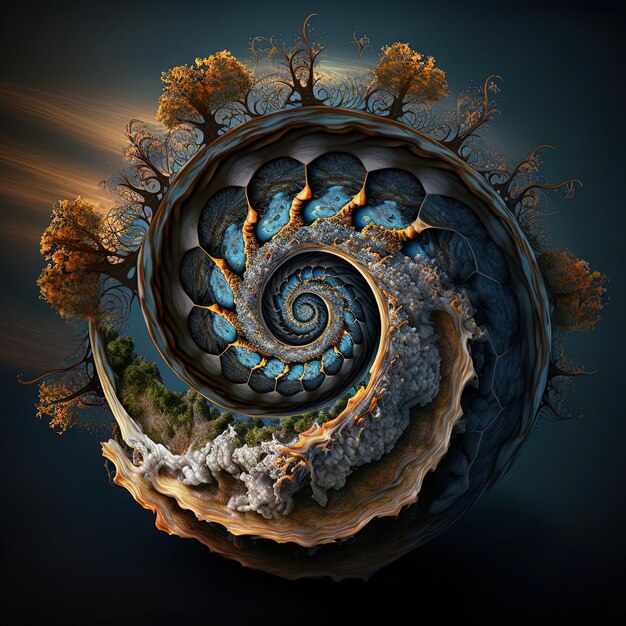 Foto una espiral se muestra con la palabra espirales en la parte inferior