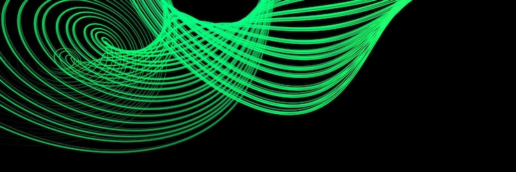 Foto espiral verde abstracta sobre un fondo oscuro