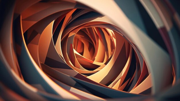 Espiral vibrante de linhas coloridas em sala escura Arte de movimento 3D abstrata