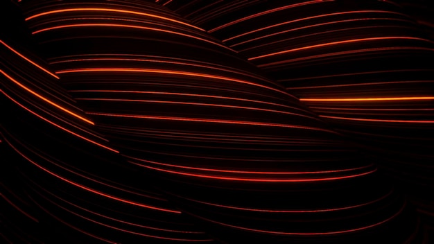 Espirales abstractas d negras con líneas de neón animación líneas coloridas de neón se entrelazan en voluminosas