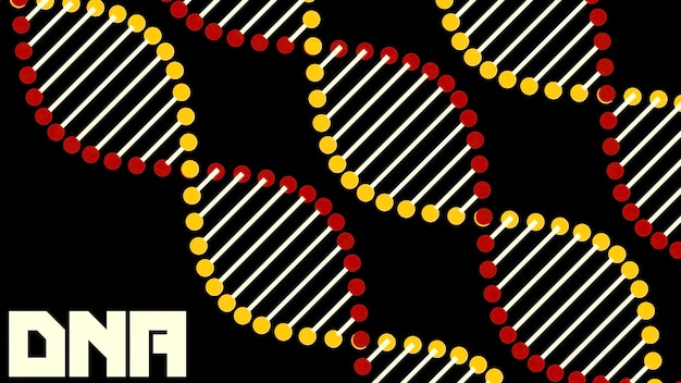 Espirales de ADN abstractas en el estilo de animación de dibujos animados concepto de diseño de medicina y ciencia