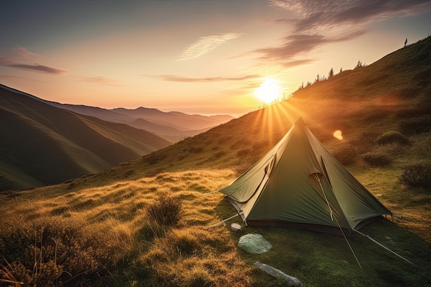 El espíritu de aventura te espera en una mañana de verano en las montañas