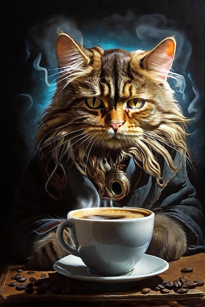 espíritu de gato café foto generada por Ai