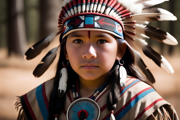 Foto el espíritu de la tierra cautivando el retrato de un joven nativo americano