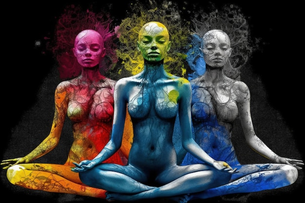 Espiritualidad pacificadora Concepto de meditación y práctica espiritual expansión de los chakras de conciencia y activación del cuerpo astral inspiración mística imagen chakra humano