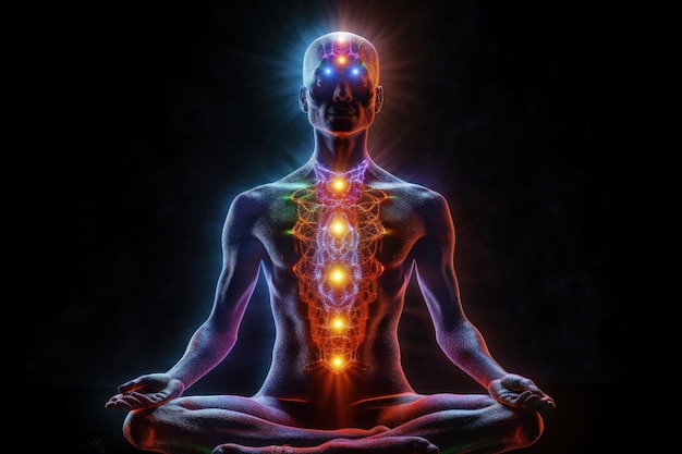 Espiritualidade pacificadora Conceito de meditação e prática espiritual expansão dos chacras da consciência e ativação do corpo astral inspiração mística imagem chacra humano