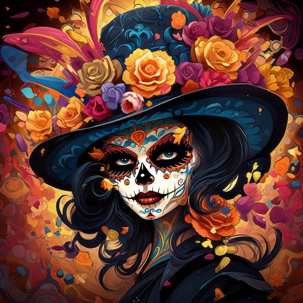 La espirituosa mascarada una celebración del día de los muertos de dibujos animados