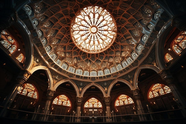 La espléndida cúpula de la mezquita con detalles ornamentados