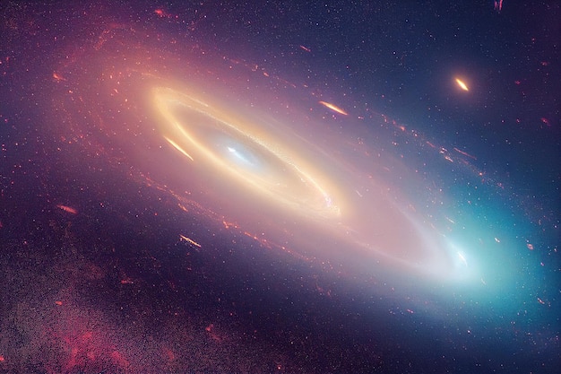 Espléndido universo de galaxias estrelladas de colores vibrantes en ilustración de arte digital 3D