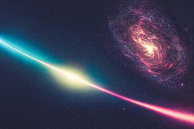 Espléndido universo de galaxias estrelladas de colores vibrantes en ilustración de arte digital 3D