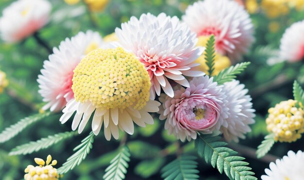 Esplendor botânico Um conjunto cativante de flores em cores vivas