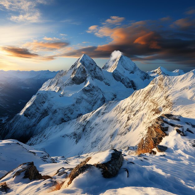 Esplendor nevado Picos de montañas cubiertas de nieve