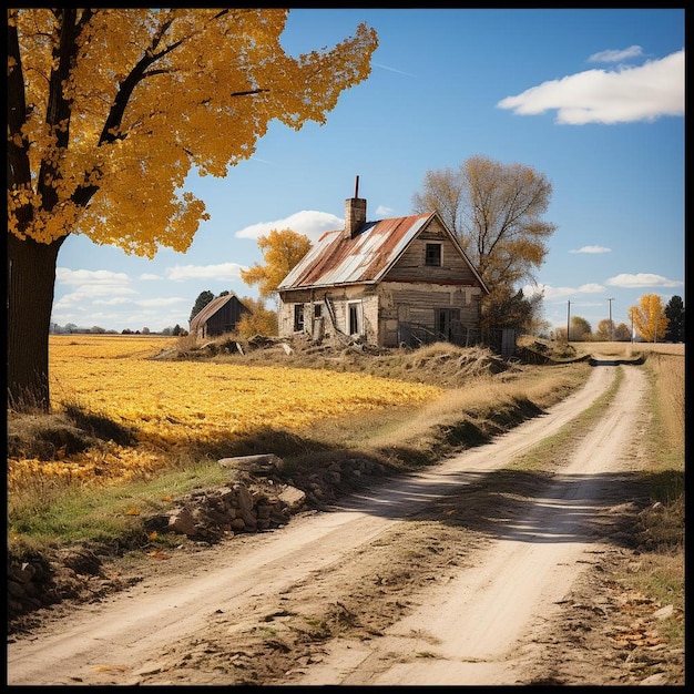 El esplendor del paisaje rural de otoño Foto