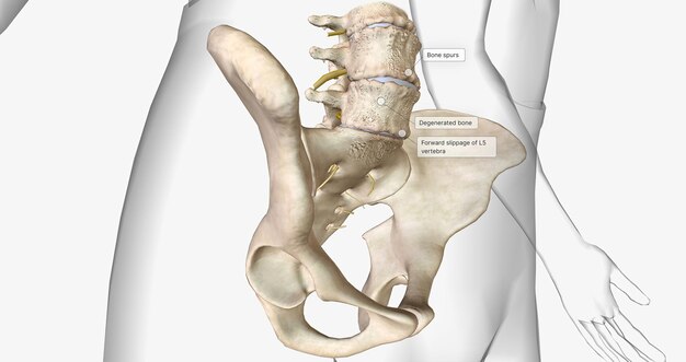 Foto la espondilolistesis degenerativa es una afección ortopédica caracterizada por el deslizamiento hacia delante de una vértebra
