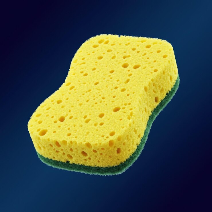 Esponja de limpieza amarilla y verde