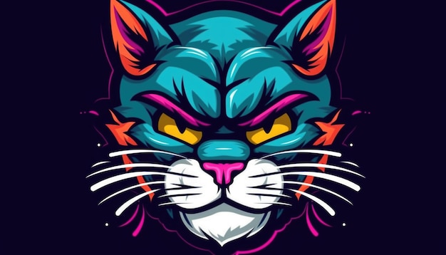 Esport estilo logo animal logo lobo gato perro niña hombre punk gato Generativo Ai