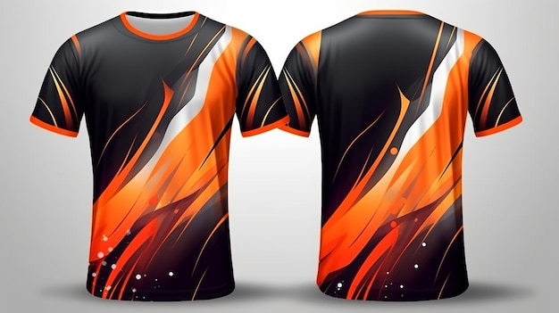 Esport gaming T shirt jersey plantilla uniforme frente y espalda AI generativa