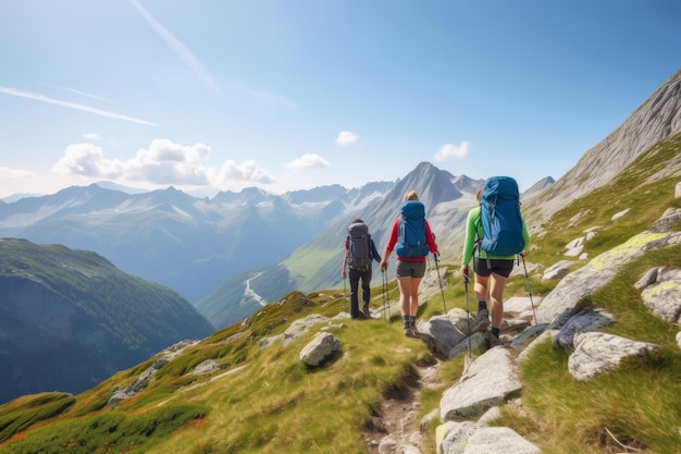 Esporte de montanhas de caminhantes de vista traseira Gerar Ai