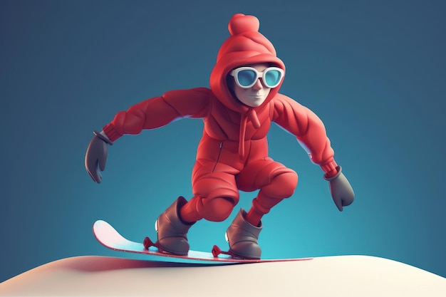 Esporte radical em um conceito de turismo de neve de snowboard