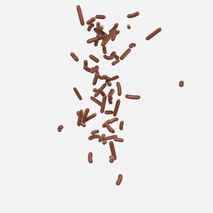 Foto espremer chocolate para bolos e itens de padaria caindo de cima em fundo branco ilustração 3d