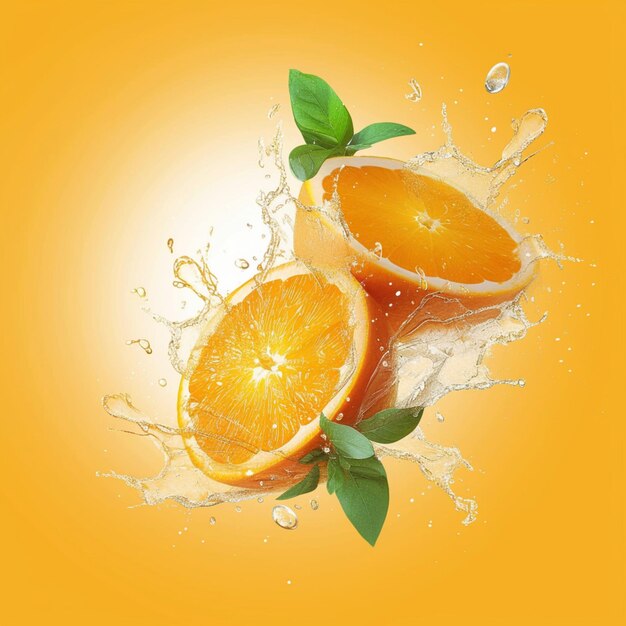 Espremimentos de água refrescante em fatias de frutas de laranja vibrante Para Social Media Post Size