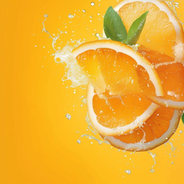 Espremimentos de água refrescante em fatias de frutas de laranja vibrante Para Social Media Post Size